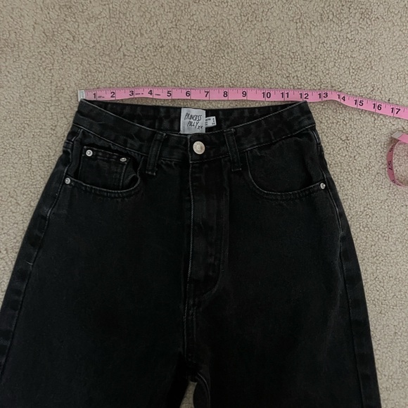 Princess Polly Black Straight Leg Jeans, 100% cotton, 5 pocket, high waist denim - Picture 2 of 7
